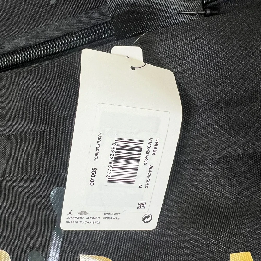 Jordan Duffle Bag Shoe Garage Medium Black Gold Velocity Jumpman New MM0920-K5X